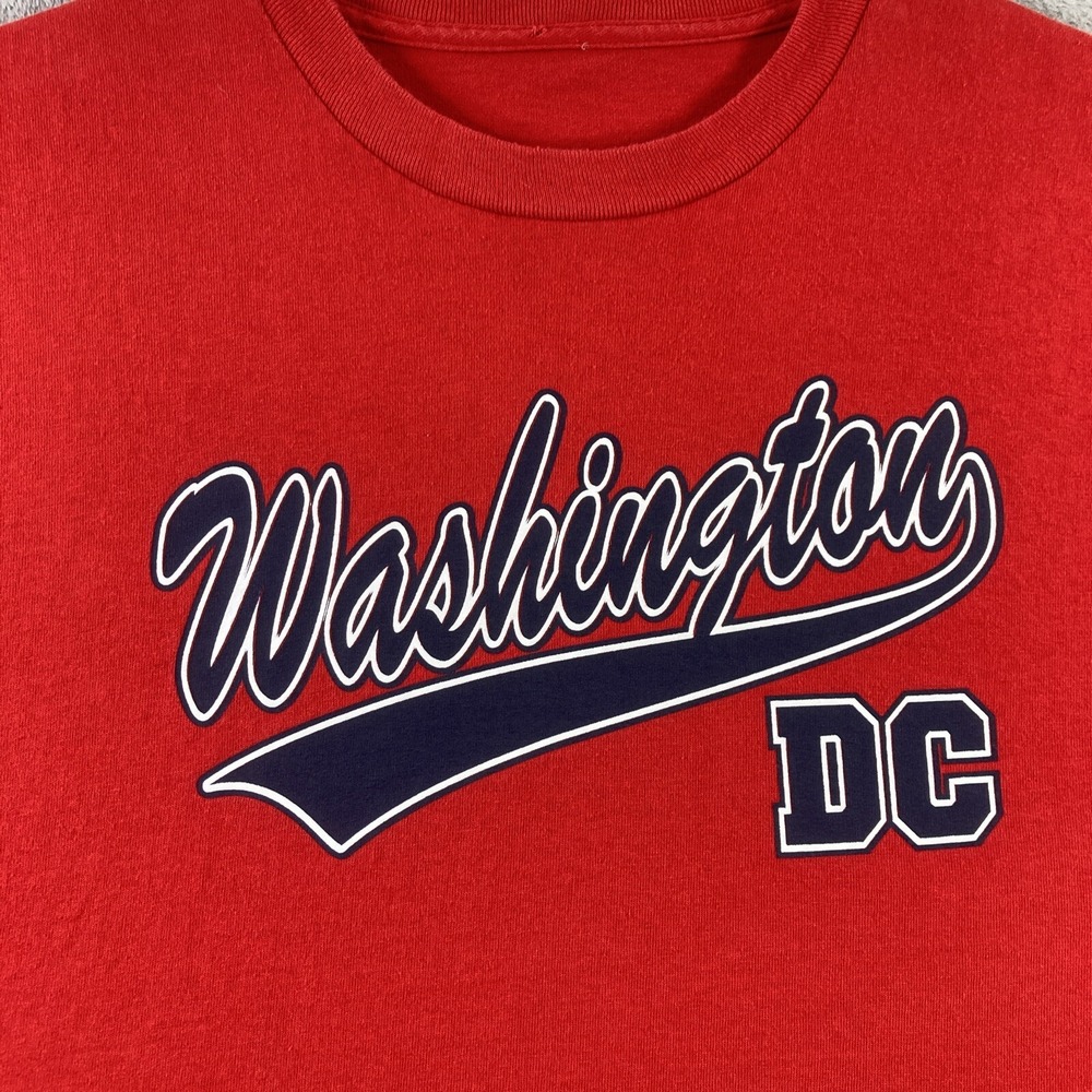 Washington DC Shirt Adult XL Red Spell Out Graphic Tee Casual Short Sleeve - Picture 2 of 13